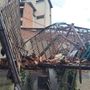 Il tetto crollato in via Mazzini a Besozzo a causa del maltempo (foto pubblicate dal sindaco su Sei di Besozzo se)