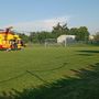 La partenza dell'elicottero, con il ferito a bordo, dal campo di allenamento della Pro Patria La partenza dell'elicottero, con il ferito a bordo, dal campo di allenamento della Pro Patria