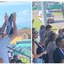Il patron Milanese risponde all'ovazione dei tifosi nerazzurri che alzano una gigantesca D nel cielo