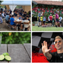 Dall'alto in senso orario la Sagra del Pesce a Calcinate, Festa delle Ciliegie ad Oltrona al Lago, Marco Melandri dj al Lido DaMa del Tennis Club Casciago e Creanza Market &amp; Gin Fest al Parco di Villa Mylius a Varese