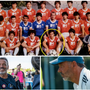 Roberto Gatti nel Varese 1983/84 in serie B (quarto accosciato da destra), con il patron della Solbiatese Claudio Milanese dopo la promozione in D e in panchina