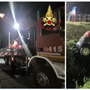 I vigili del fuoco al lavoro sul luogo dell'incidente a Ispra