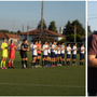 Il recente derby Under 19 della Varesina con il Varese e, a destra, il direttore sportivo Ilario Maiolo con Alessia Crosta, sempre  alla guida dell’Under 13