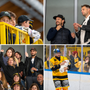 Le emozioni dell'Acinque Ice Arena e qualche tifoso (e tifosa) "speciale", tra cui Thomas Larkin in alto a destra con capitan Vanetti. Tutte le foto di Alessandro Umberto Galbiati