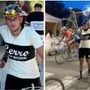 Martino Caliaro con lo zio Stefano Pozzi all'Eroica. E poi alza la bici sul traguardo di Gaiole in Chianti