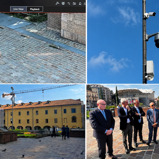 Le nuove telecamere "super intelligenti" di piazza Repubblica la cui sperimentazione è iniziata oggi alla presenza delle autorità