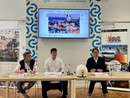 Leonardo Bossi, a capo dell'organizzazione, al centro, con Massimo Magnoni alla sua destra e Fabio Lunghi alla sua sinistra