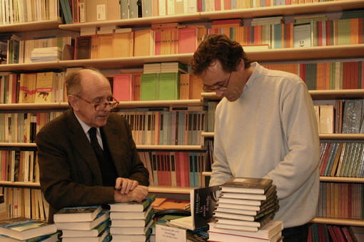 Eligio Pontiggia con Andrea Vitali e, sotto, con Alberto Casiraghi
