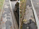 Lo stato del marciapiede su un lato di via Dandolo Lo stato del marciapiede su un lato di via Dandolo