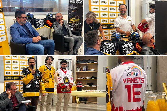 Quattro momenti, tra serenità e divertimento, della presentazione ufficiale alla Coop di Casbeno delle maglie dei Mastini per la stagione 2026/2027 Quattro momenti, tra serenità e divertimento, della presentazione ufficiale alla Coop di Casbeno delle maglie dei Mastini per la stagione 2026/2027