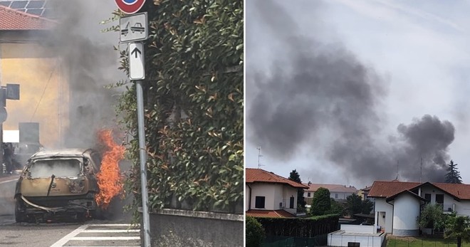 VIDEO. Auto in fiamme a Gorla Maggiore VIDEO. Auto in fiamme a Gorla Maggiore