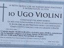 Il necrologio di Ugo Violini affisso ad Angera Il necrologio di Ugo Violini affisso ad Angera