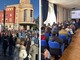Il presidio dei lavoratori della Beko di Cassinetta a Villa Recalcati che poi hanno assistito alla riunione del Tavolo istituzionale in Provincia