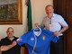 La presentazione della nuova maglia con il presidente Bonanno e il sindaco Coghetto