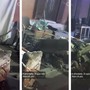 Le impressionanti immagini dei danni causati dall'auto che ha sfondato la recinzione e distrutto il cortile della casa affacciata su via XXV Aprile a Besozzo (foto tratta dal video dei proprietari pubblicato sulla pagina Facebook Sei di Besozzo se)