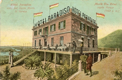 L’Albergo Paradiso, antenato del Grand Hotel, costruito al Campo dei Fiori sulle ceneri di un primo rifugio edificato nel 1894