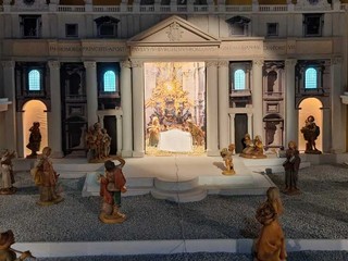 Il presepe "giubilare" realizzato dai volontari nella chiesa parrocchiale di Bedero Valcuvia
