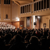 Un'immagine dello spettacolo nella chiesa di Biumo Inferiore