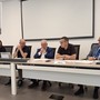 Conferenza stampa nella sede Coinger, nel riquadro uno dei nuovi cestini per rifiuti, dotati di sensori Conferenza stampa nella sede Coinger, nel riquadro uno dei nuovi cestini per rifiuti, dotati di sensori