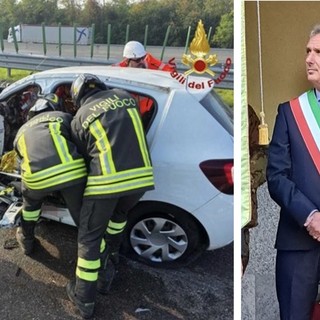 L'incidente e a destra il sindaco Ottaviani