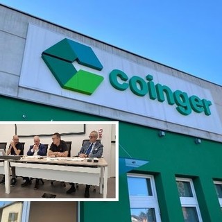 Uscita di Albizzate da Coinger, il tema toccato anche in una recente conferenza stampa dedicata alle tariffe, foto nel riquadro