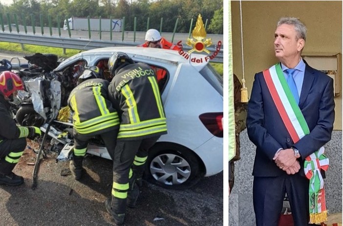 L'incidente e a destra il sindaco Ottaviani