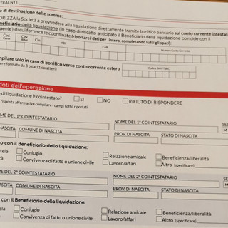 Il modulo ricevuto via posta dalla cittadina di Casciago