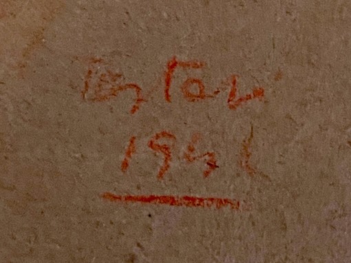 La firma e la data autografe del disegno di Giovanni Testori che sarà donata da Carlo Mazza all’Università dell’Insubria