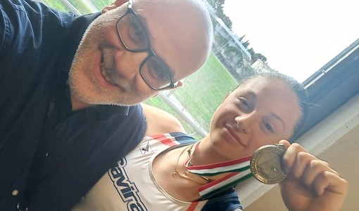 Il presidente dell'Atletica Gavirate Carmine Pirrella con Carola Belli