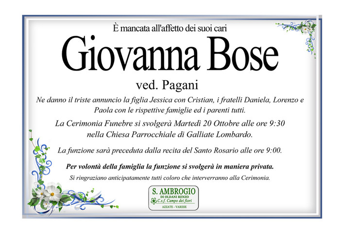 Giovanna Bose ved. Pagani