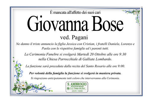 Giovanna Bose ved. Pagani Giovanna Bose ved. Pagani