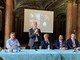 Il sindaco Galimberti accanto al ministro Giorgetti, al presidente della Pallacanestro Varese, Marco Vittorelli, Ross Pelligra e a Luis Scola