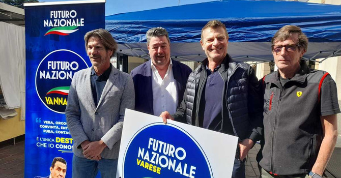 In piazza Repubblica il banchetto per la raccolta firme della prima proposta popolare del nuovo comitato varesino di Futuro Nazionale