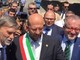 L'allora ministro Delrio, il sindaco Cavallin e Roberto Maroni in una visita al cantiere della ferrovia (foto dalla pagina Facebook di Marco Cavallin)