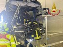 Il bus incidentato a Lomazzo Il bus incidentato a Lomazzo
