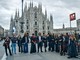 Un momento del flash mob in piazza Duomo a Milano Un momento del flash mob in piazza Duomo a Milano