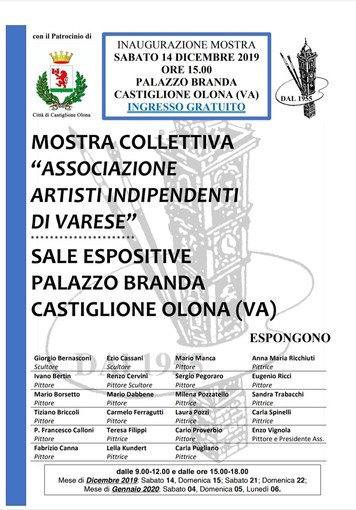 Artisti Indipendenti di Varese: mostra collettiva a Castiglione Olona. Si inaugura il 14