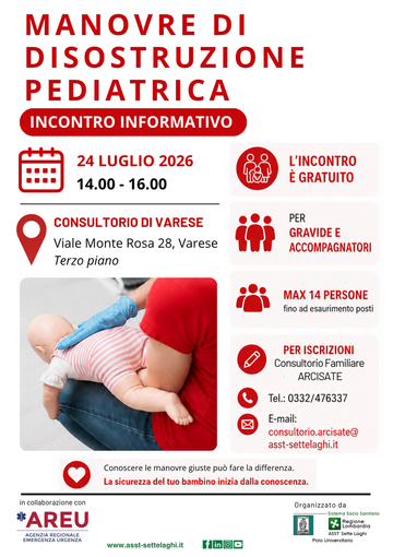 Manovre di disostruzione pediatrica: incontro informativo gratuito a Varese