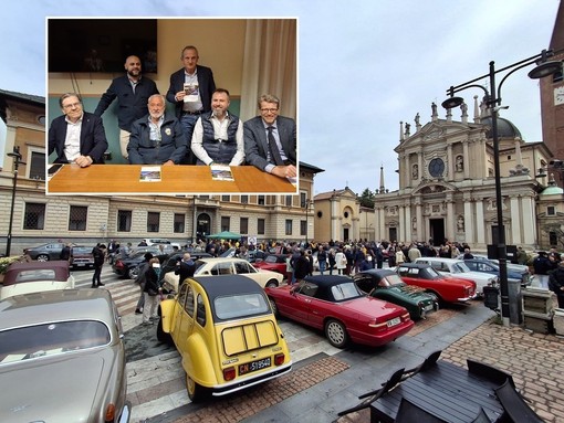 Una precedente edizione con le auto schierate davanti a San Giovanni. Nel riquadro, la presentazione della prossima edizione, in programma il 12 aprile Una precedente edizione con le auto schierate davanti a San Giovanni. Nel riquadro, la presentazione della prossima edizione, in programma il 12 aprile
