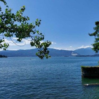 Uno scorcio suggestivo dal lago Maggiore dal parco delle Torrazze di Laveno Uno scorcio suggestivo dal lago Maggiore dal parco delle Torrazze di Laveno