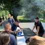 Javier Zanetti e Luis Scola sullo sfondo oggi al KU Laveno Club