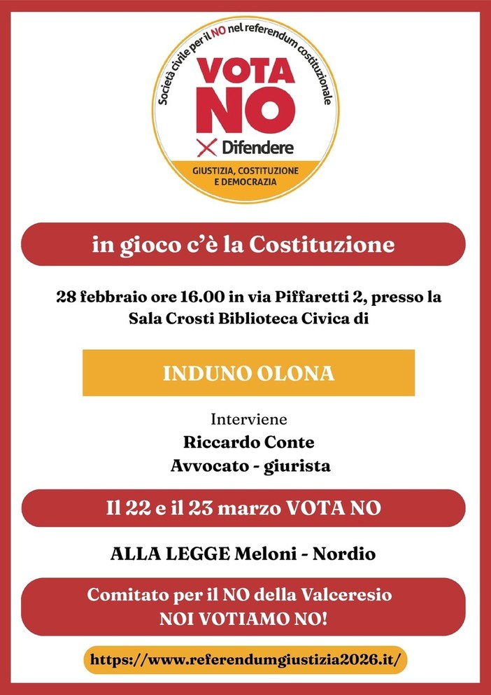 Anche in Valceresio è nato il "Comitato del NO": incontro il 28 febbraio