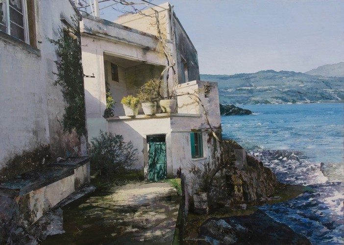 Sotto in gallery le opere in mostra e il pittore Matteo Massagrande - © ph Simona Poncia
