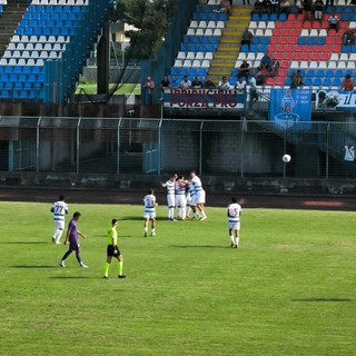 L'esultanza per l'1-0 di Nanni