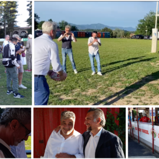 Primo assalto alla Festa del Rugby, a cui è stato dato il via con il calcio tra i pali del sindaco Galimberti (sopra in grande). Presenti all'inaugurazione anche Toto Bulgheroni, Stefano Malerba con Umberto Argieri e molti altri rappresentanti dello sport e delle istituzioni