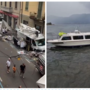 A sinistra: i danni del vento al mercato di Luino (foto da LuinoNotizie.it). A destra: i vigili del fuoco al lavoro per il natante incagliato sempre a Luino A sinistra: i danni del vento al mercato di Luino (foto da LuinoNotizie.it). A destra: i vigili del fuoco al lavoro per il natante incagliato sempre a Luino