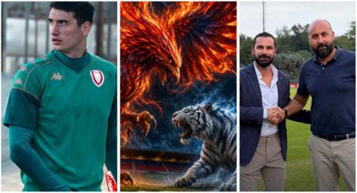 Giulio Mangano, portiere decisivo nel Varese, la sfida tra Fenici e Tigrotti illustrata magnificamente (foto Varesina Calcio) e la stretta di mano tra Calzi, rinforzo dell'area tecnica della Solbiatese, e il dg Gorrasi Giulio Mangano, portiere decisivo nel Varese, la sfida tra Fenici e Tigrotti illustrata magnificamente (foto Varesina Calcio) e la stretta di mano tra Calzi, rinforzo dell'area tecnica della Solbiatese, e il dg Gorrasi
