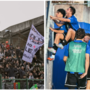 Il muro dei tifosi Grigi (foto Alessandria Calcio) e la Solbia che oggi vuole scalare la montagna (foto Samuele Lucchi-Solbiatese Calcio 1911)