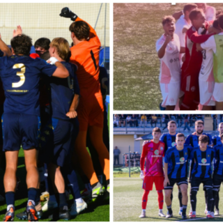 Il gruppone di Varese, a destra, Varesina e Solbiatese domani a tre prove casalinghe per restare a un passo dalla vetta o dare la svolta