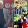 Lele Andena a sinistra con il microfono durante l'inaugurazione di Piazzale Anastasi giovedì scorso davanti al Franco Ossola, sopra a destra con la maglia dell'Atalanta e sotto omaggiato con la "5" da Massimo Foghinazzi al raduno delle vecchie glorie di fine settembre alla Schiranna